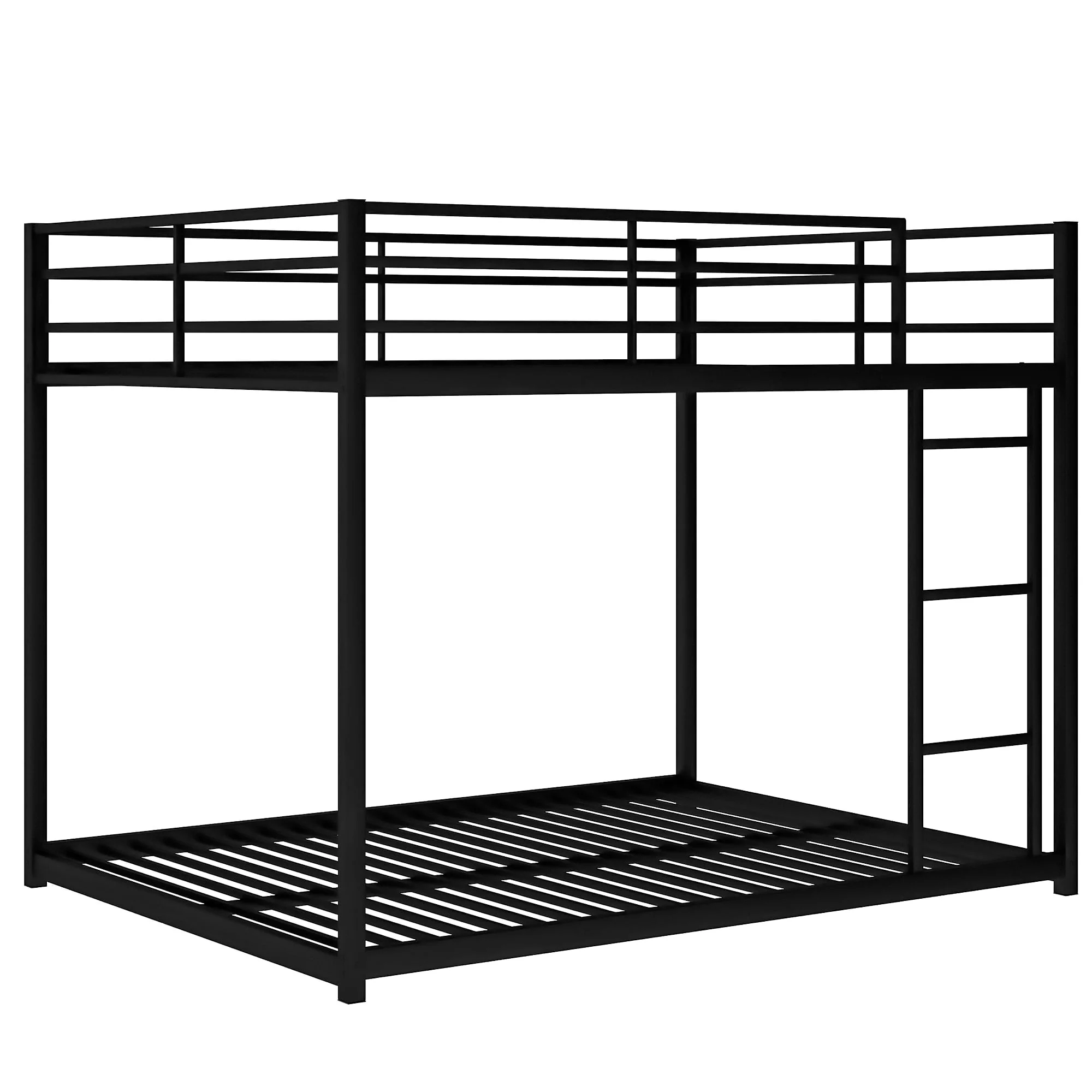 Euroco Full Metal Low Bunk Bed with Ladder, Black