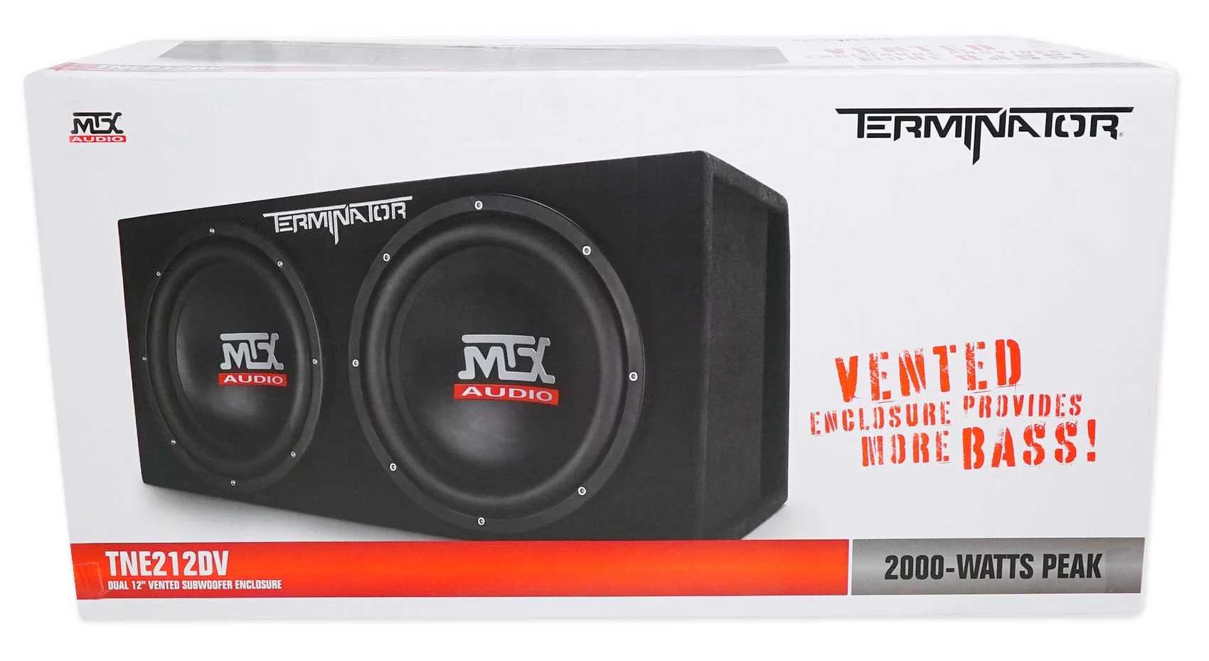 MTX TNE212DV 12-Inch 2000-Watt Max Car Audio Dual Loaded Subwoofer Box Enclosure