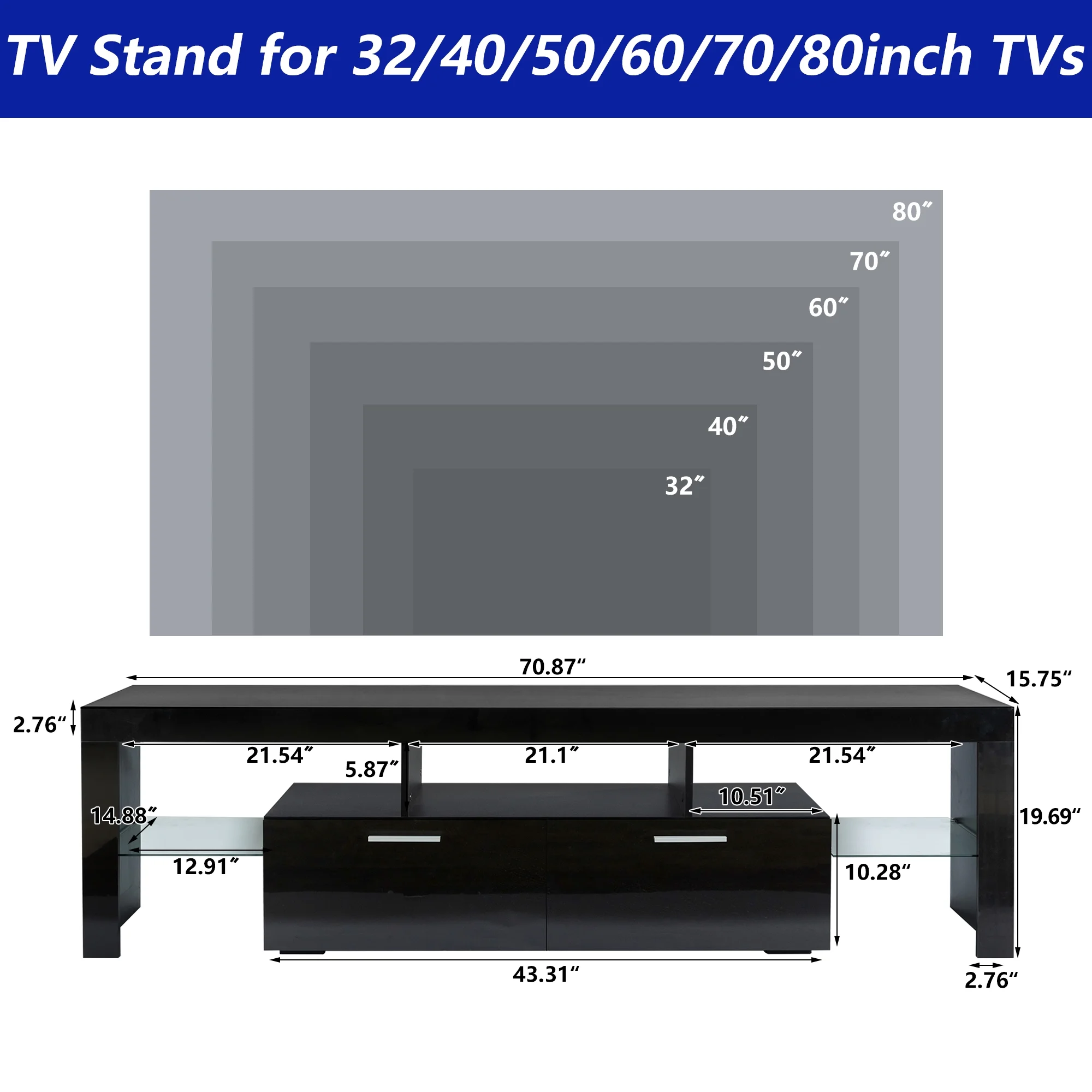 UHOMEPRO TV Stand for TV up to 70