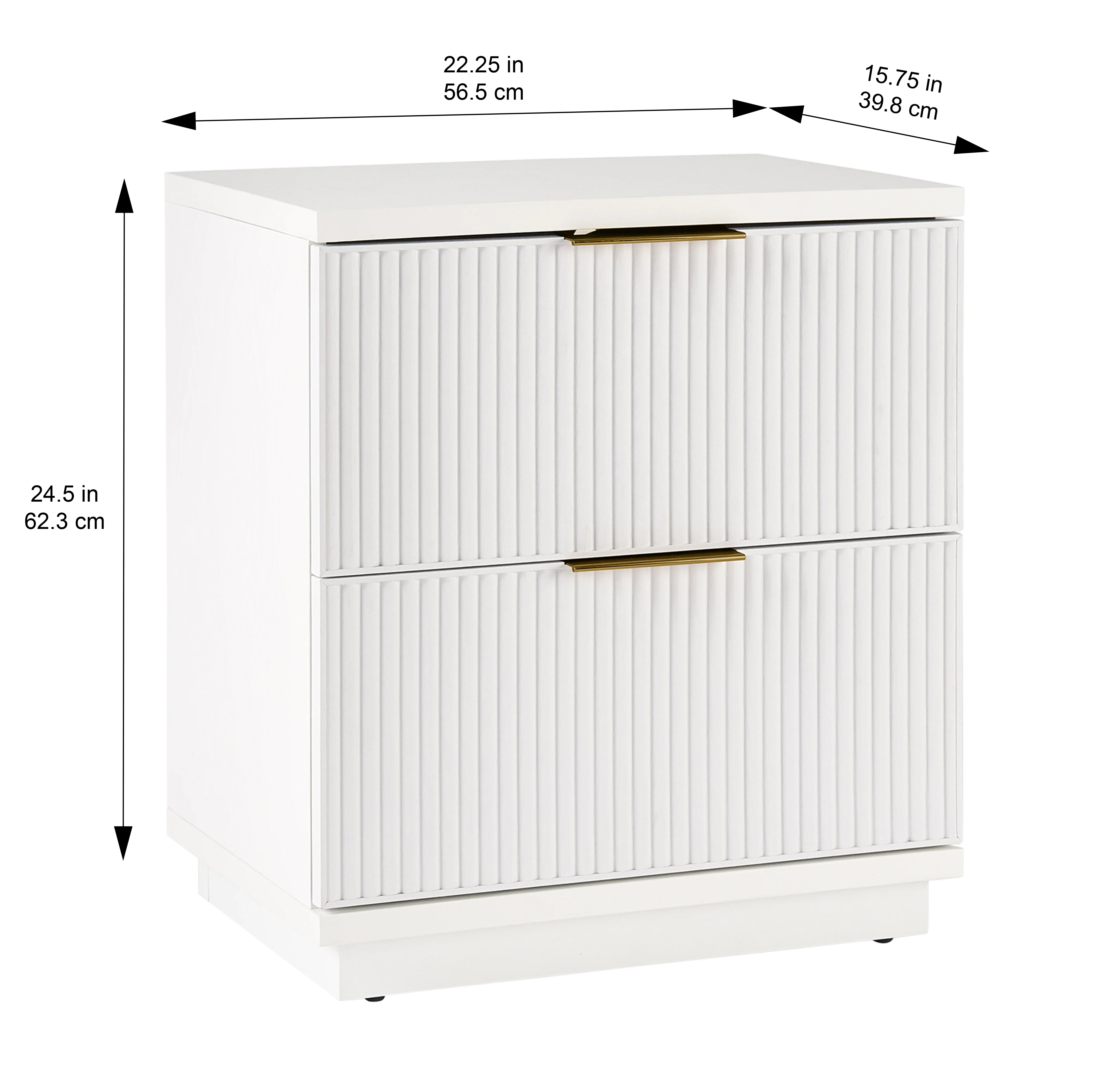 Better Homes & Gardens Lillian Fluted 2-Drawer Nightstand with USB, Natural Pine